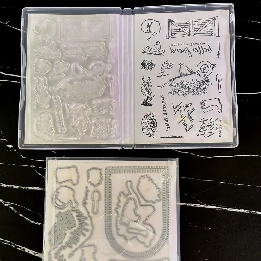 Stampin Up Garden Meadow Stamp Die Bundle + Sentiment Stamp Lot